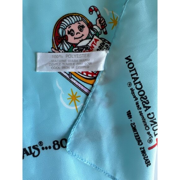 Vtg 80s American Lung Association ALA Christmas Seals SANTA Bandana Scarf Blue - Picture 6 of 9